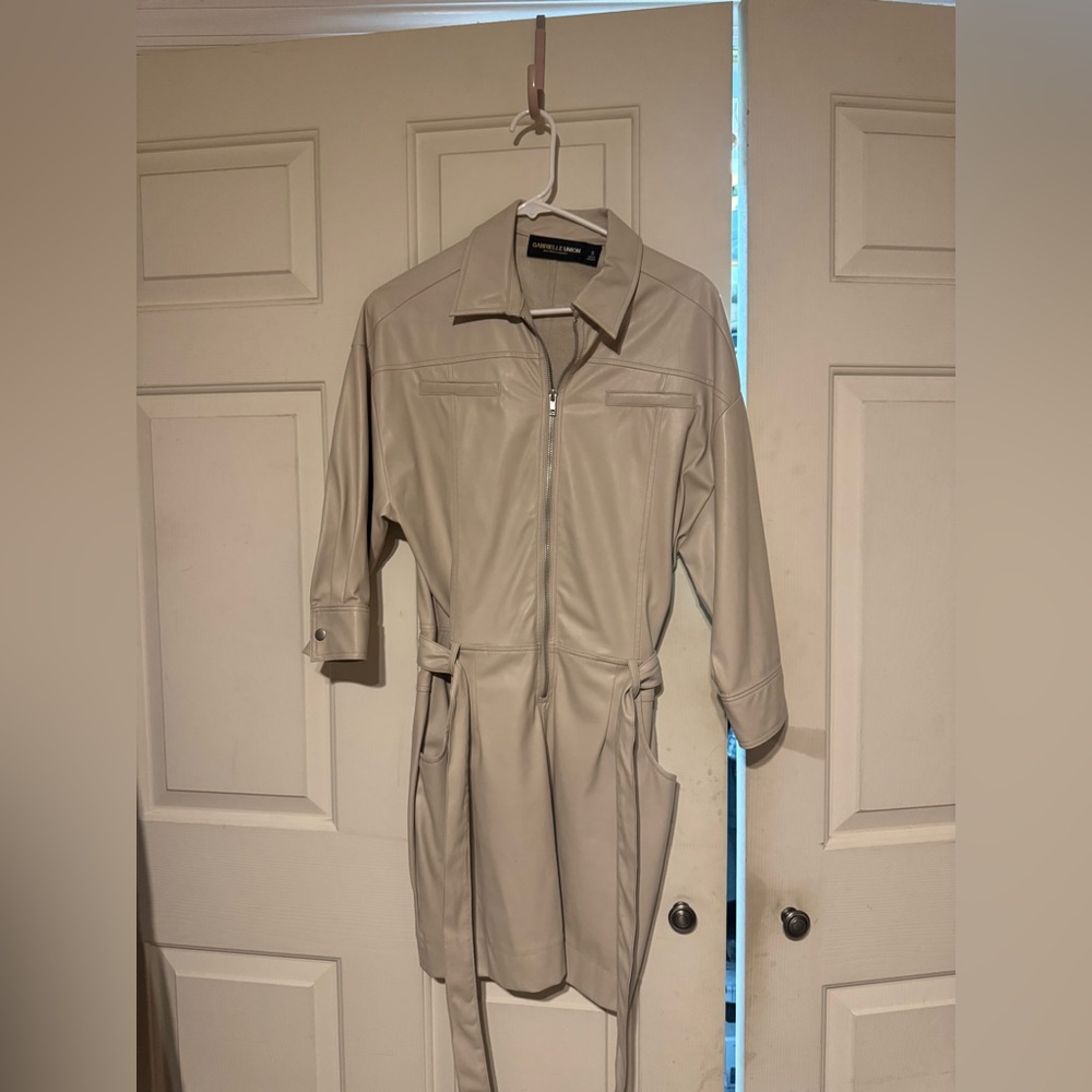 New York & Company Beige Leather Jacket